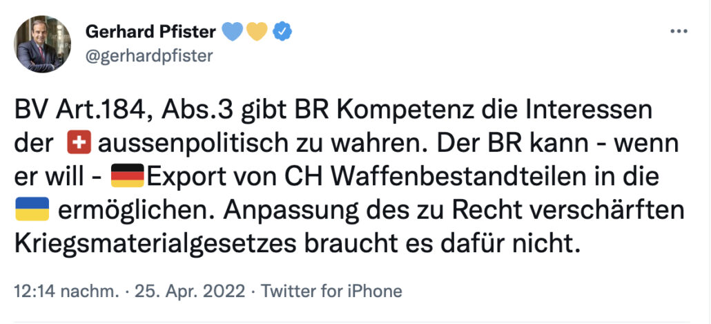 Gerhard Pfister Tweet BV 184